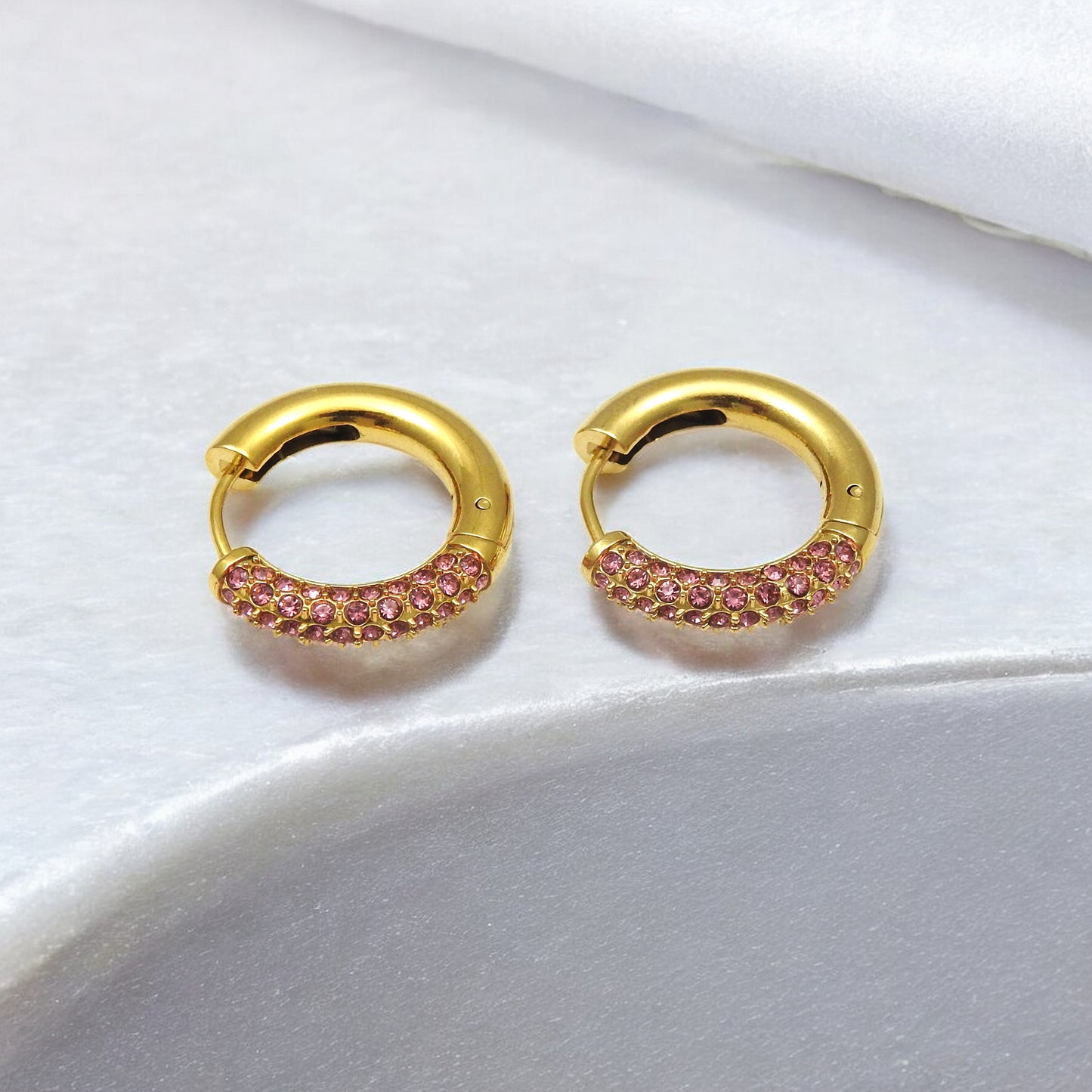 Pink CZ Multi Purpose Classic Hoop Earrings