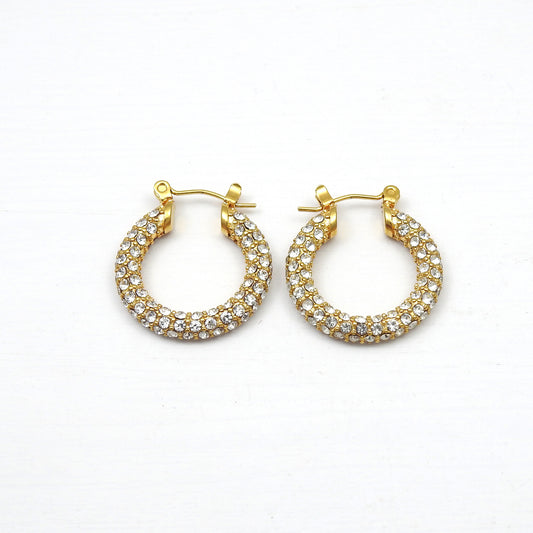 White Zirconia Luxury Huggie Hoops Earrings