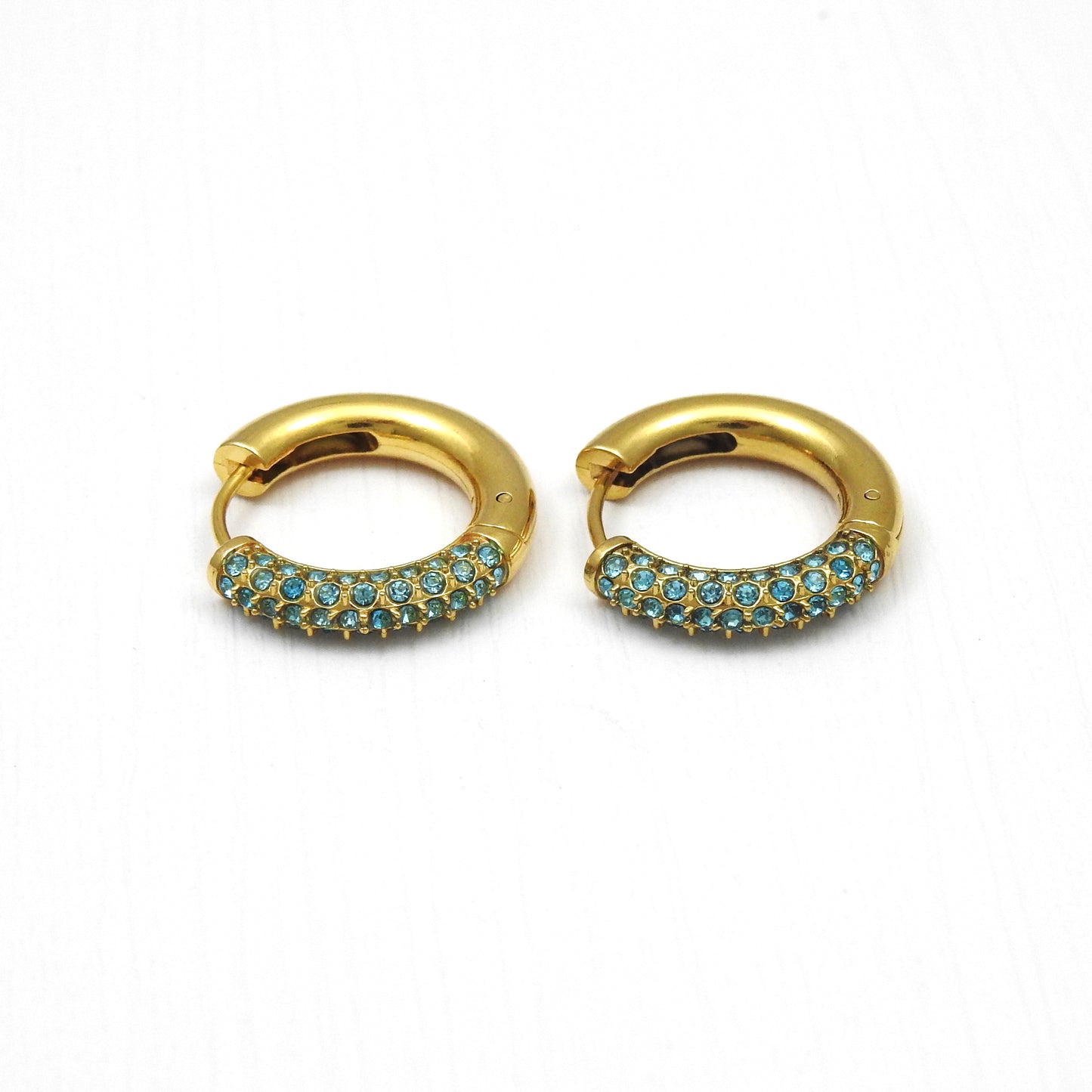 Blue CZ Multi Purpose Trendy Hoop Earrings