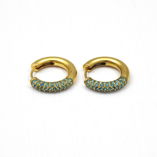 Blue CZ Multi Purpose Trendy Hoop Earrings