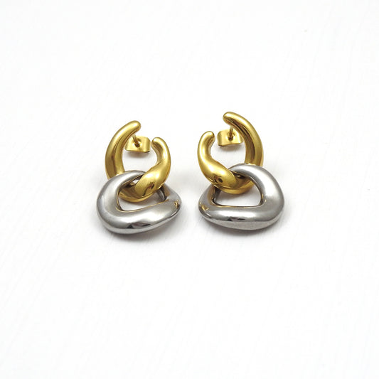 Two Tone Chunky Link Chain Multi Purpose Earrings