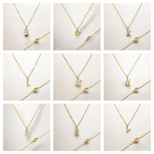 Initial Letter Charm Pendant Necklace