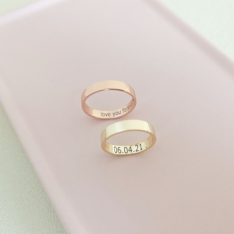 925 Sterling Silver -Secret Message Ring-Engraved Ring-Promise Ring