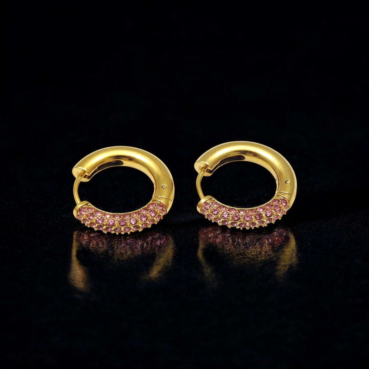 Pink CZ Multi Purpose Classic Hoop Earrings