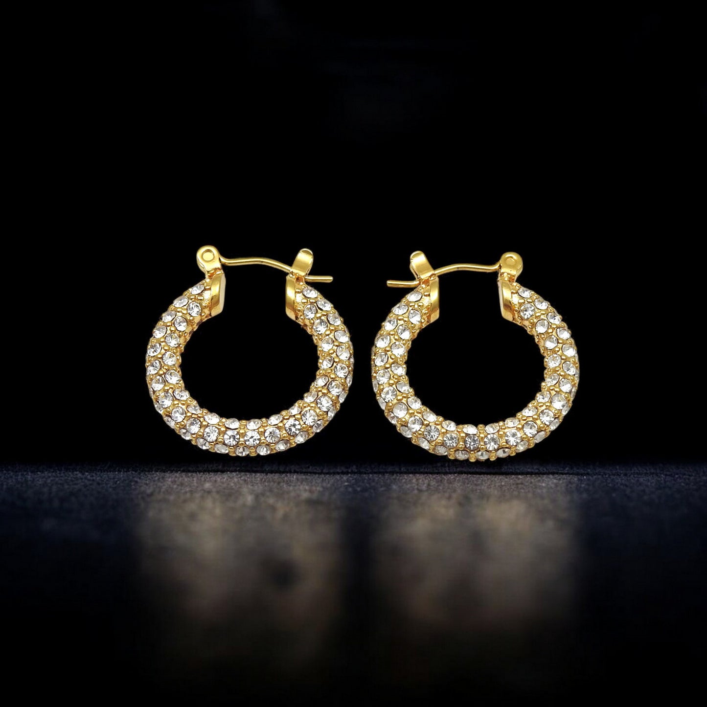 White Zirconia Luxury Huggie Hoops Earrings