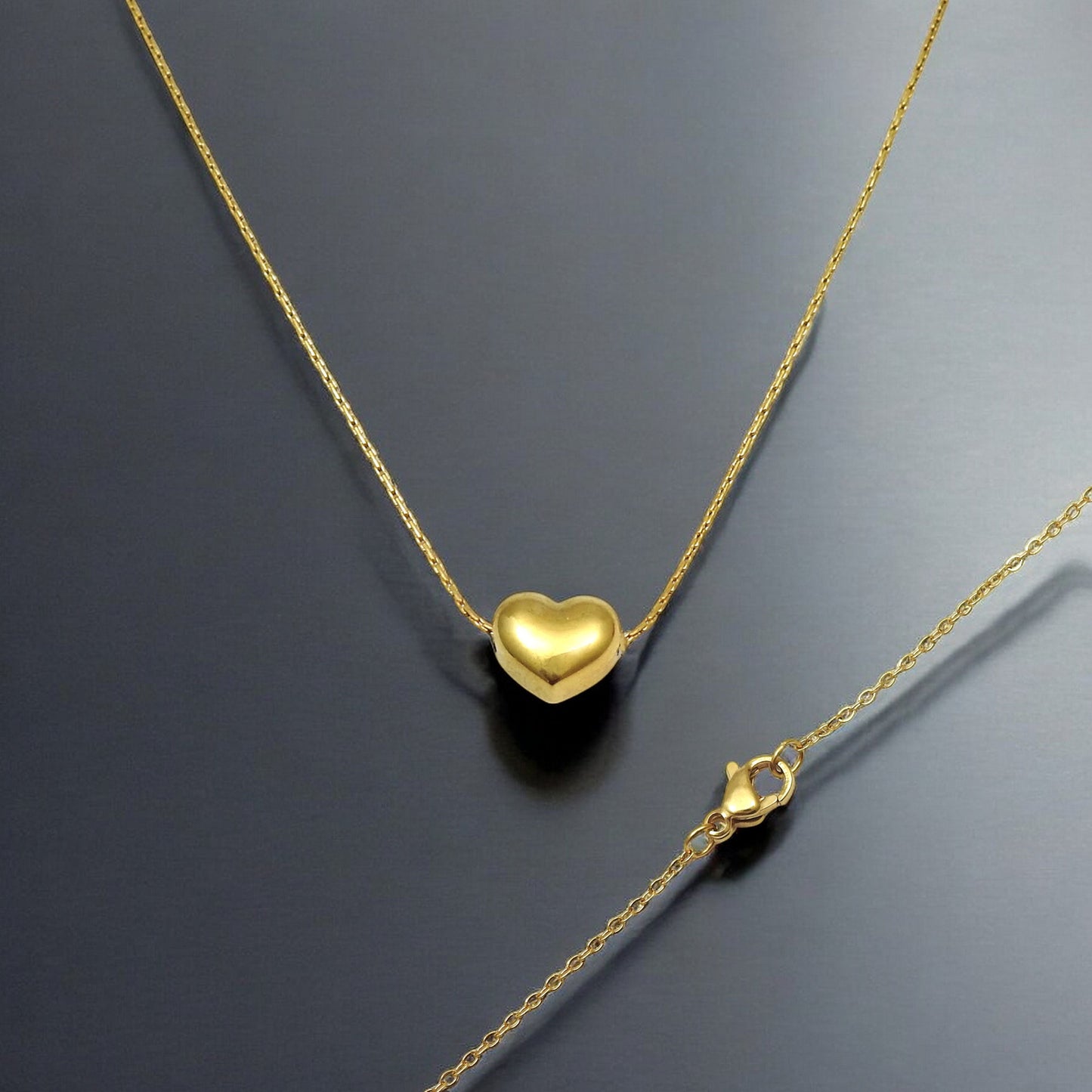 Stainless Steel Anti Tarnish Gold Plated Heart Pendant Necklace