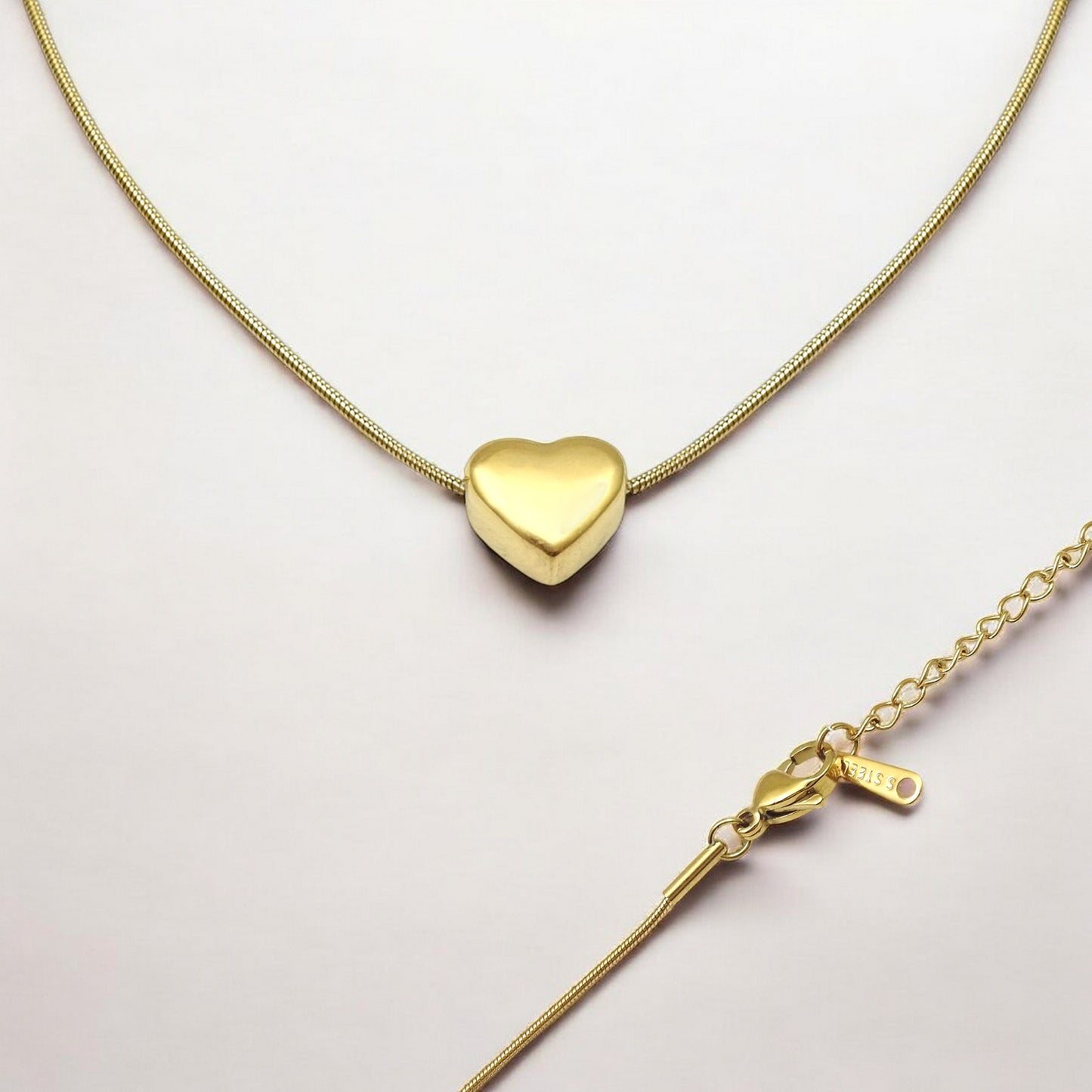 Anti Tarnish Heart Charm Necklace for Girls & Women