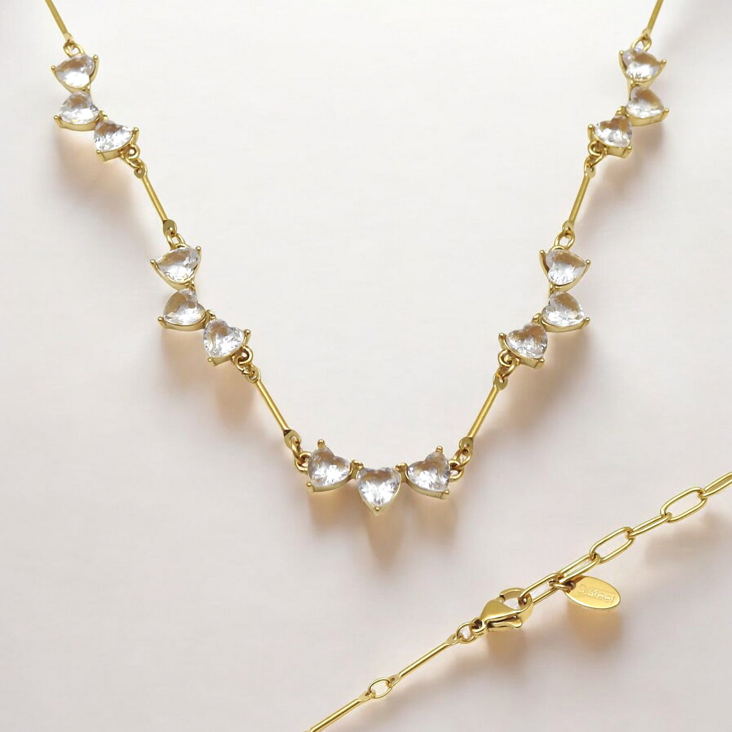 Heart Shape Cubic Zirconia Statement Necklace