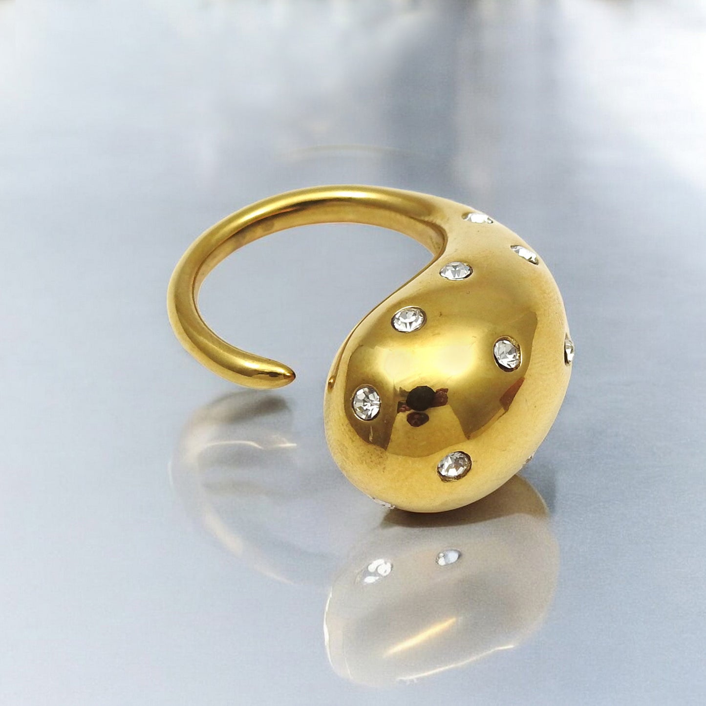 Glamorous Diamond Encrusted Athina Teardrop Ring