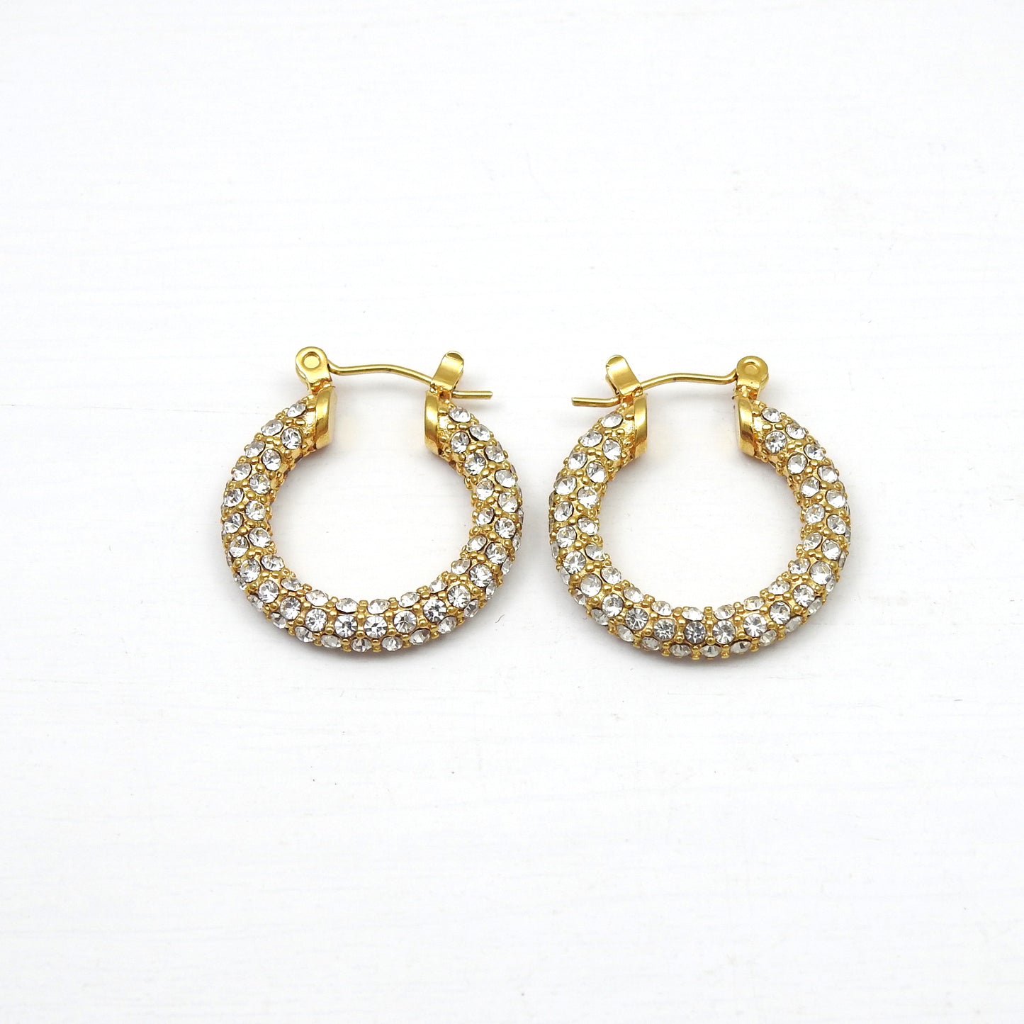 White Zirconia Luxury Huggie Hoops Earrings