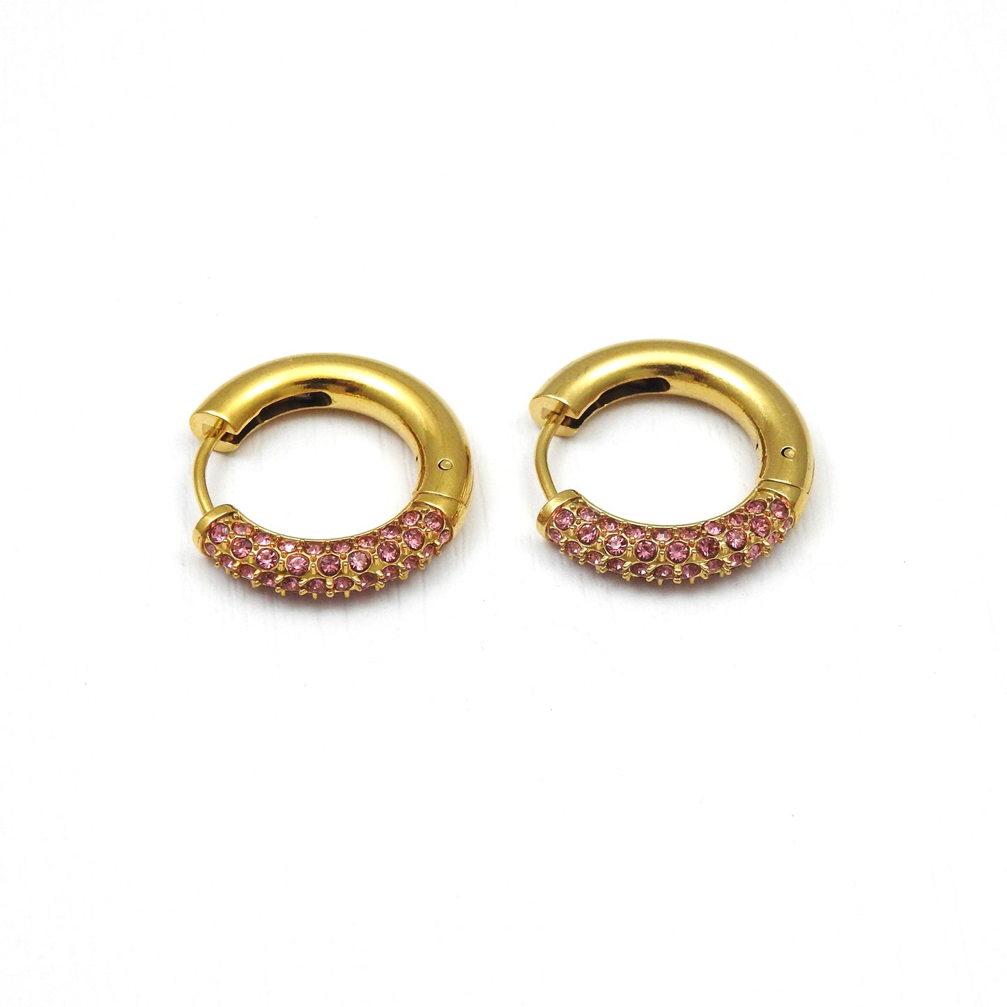 Pink CZ Multi Purpose Classic Hoop Earrings