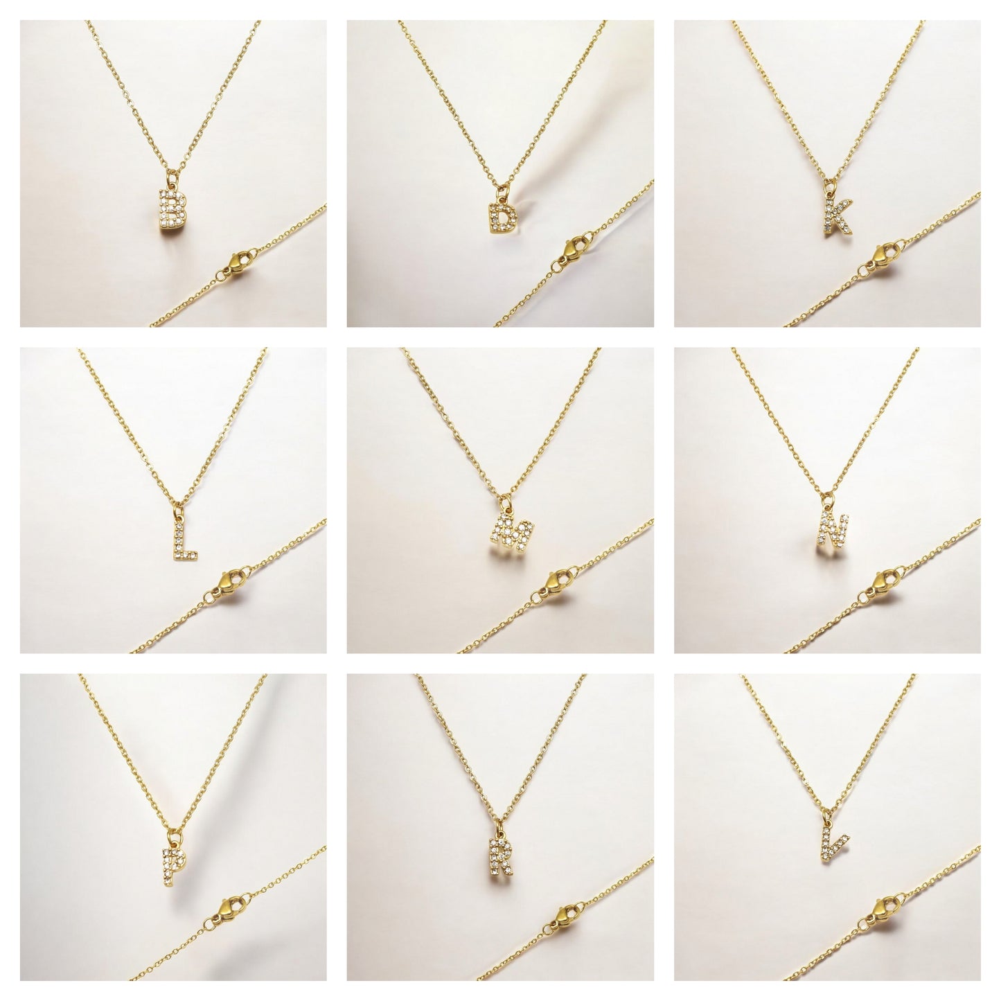 Initial Letter Charm Pendant Necklace