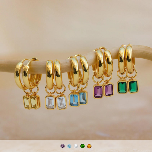 Dangling Gemstone Hoops