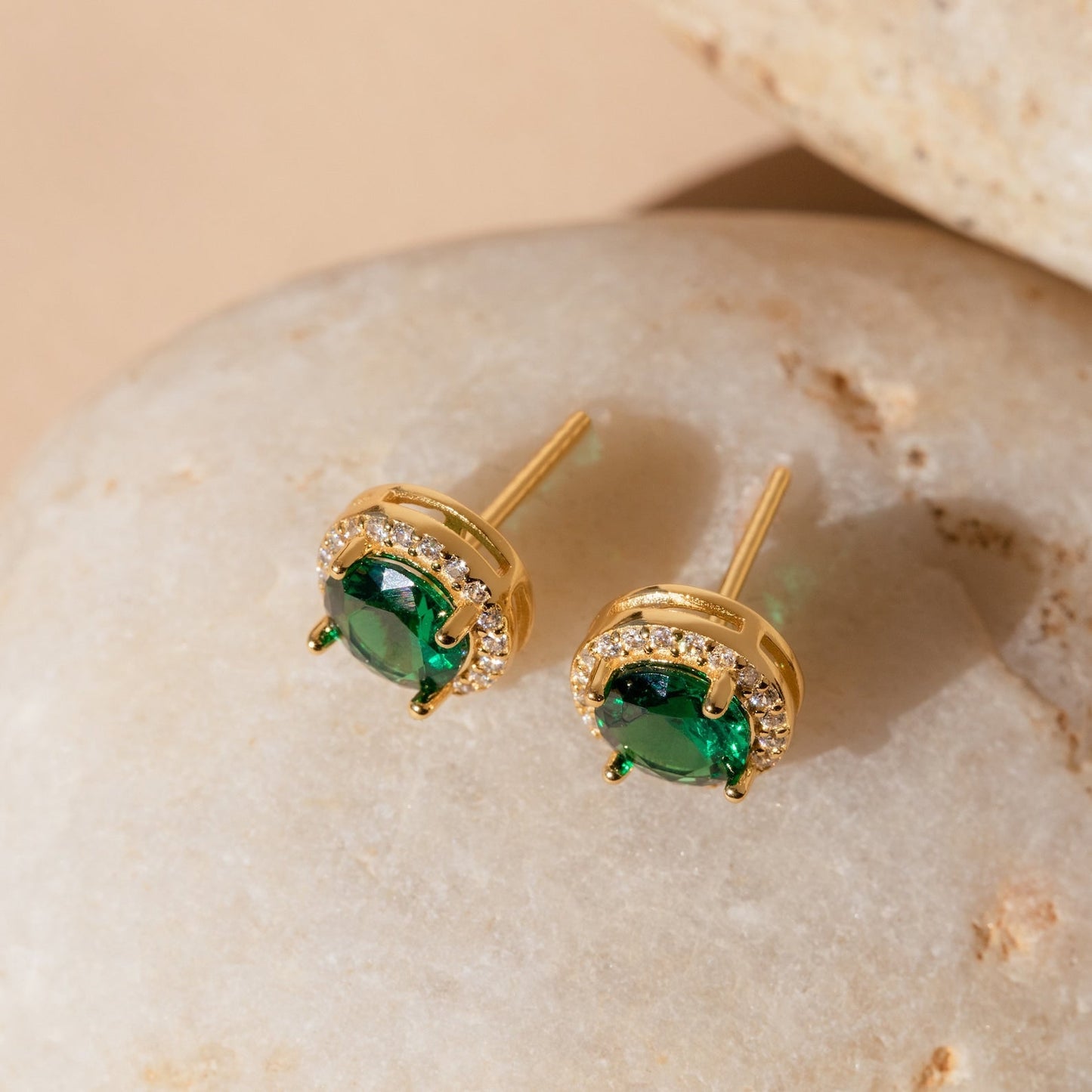 Halo Birthstone Studs