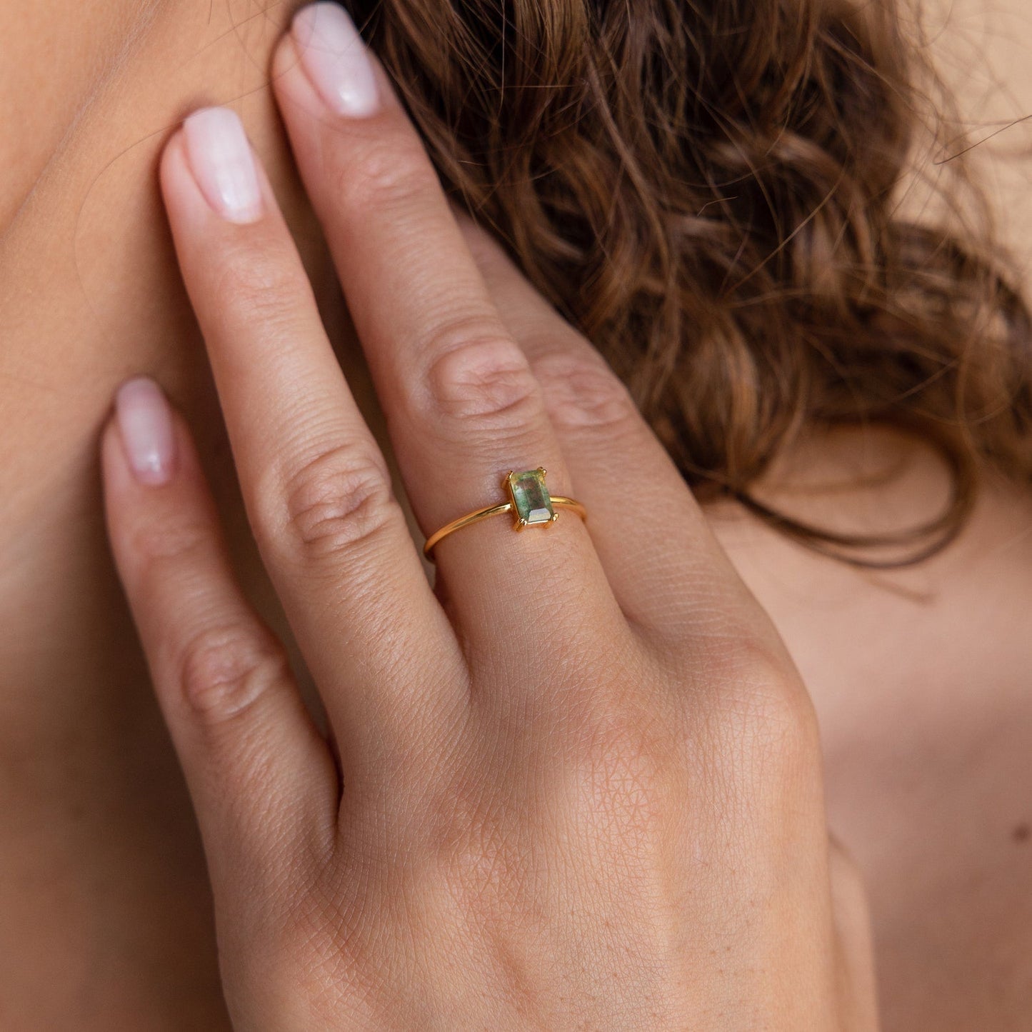 Agate Emerald Ring