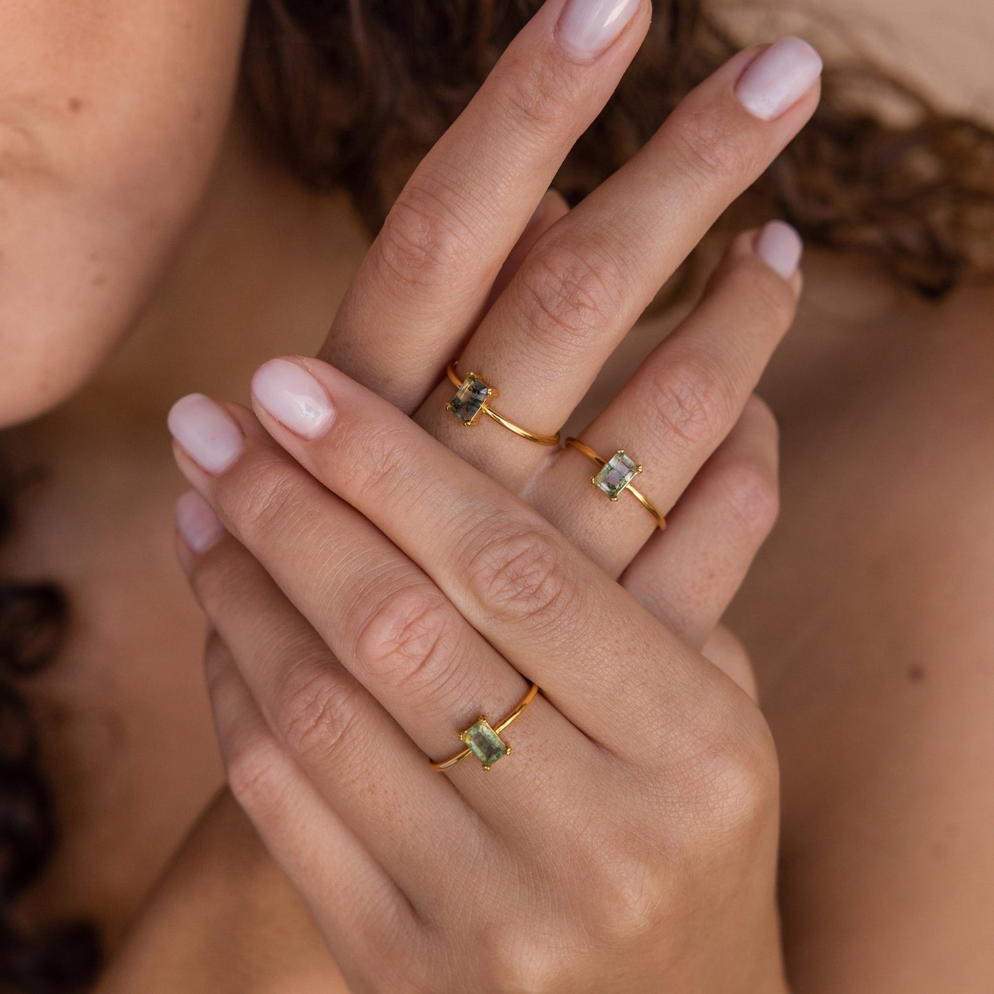 Agate Emerald Ring