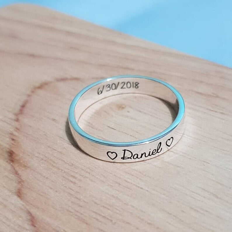 925 Sterling Silver -Secret Message Ring-Engraved Ring-Promise Ring